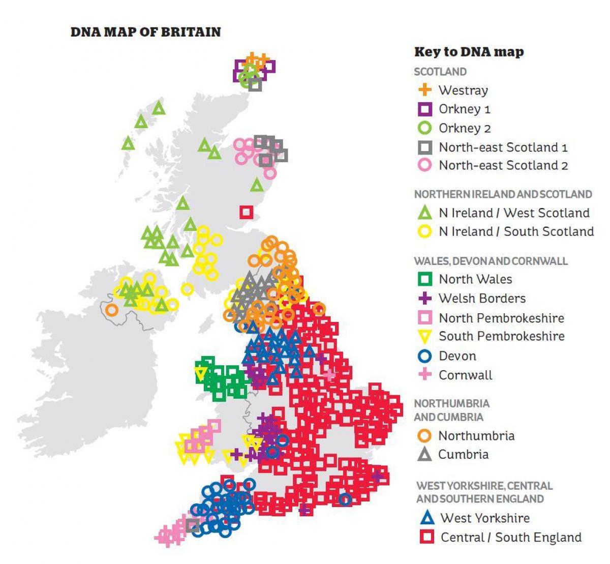 genetische kaart van groot-Brittannië