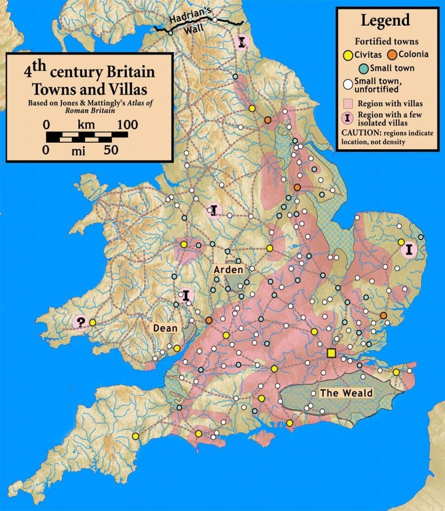 kaart van het oude groot-Brittannië