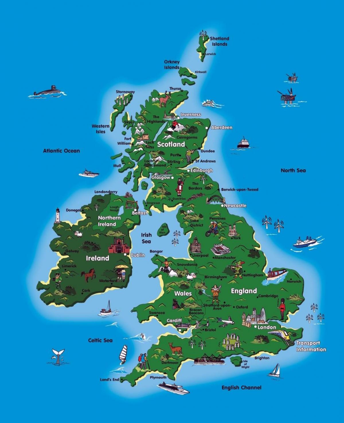 Groot-Brittannië attractie kaart