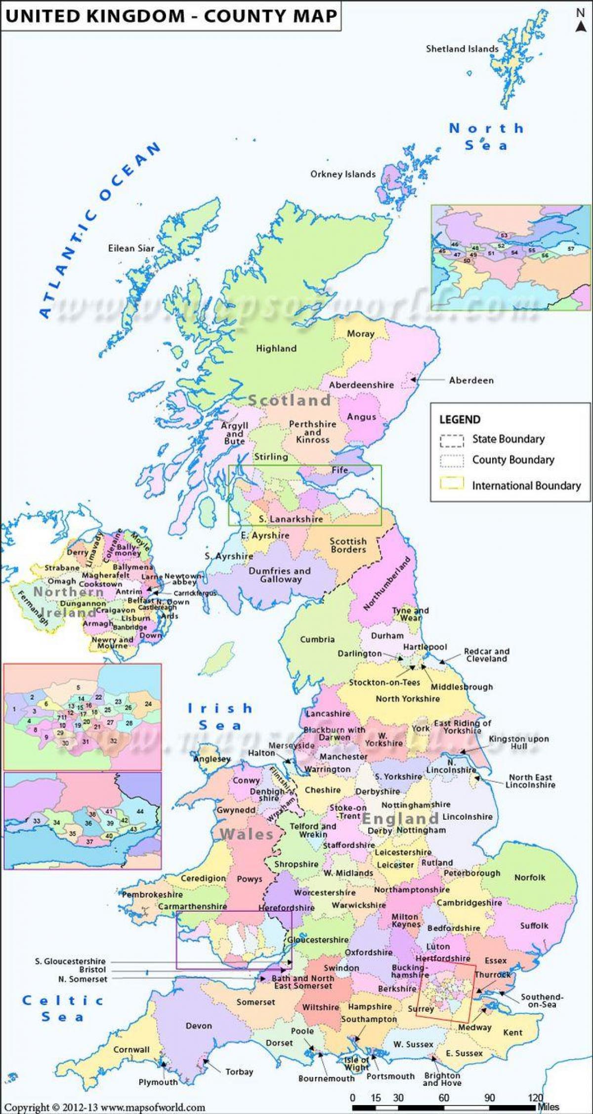 provincies kaart 2016 - Kaart van Groot-Brittannië provincies (Noord-Europa - Europa)