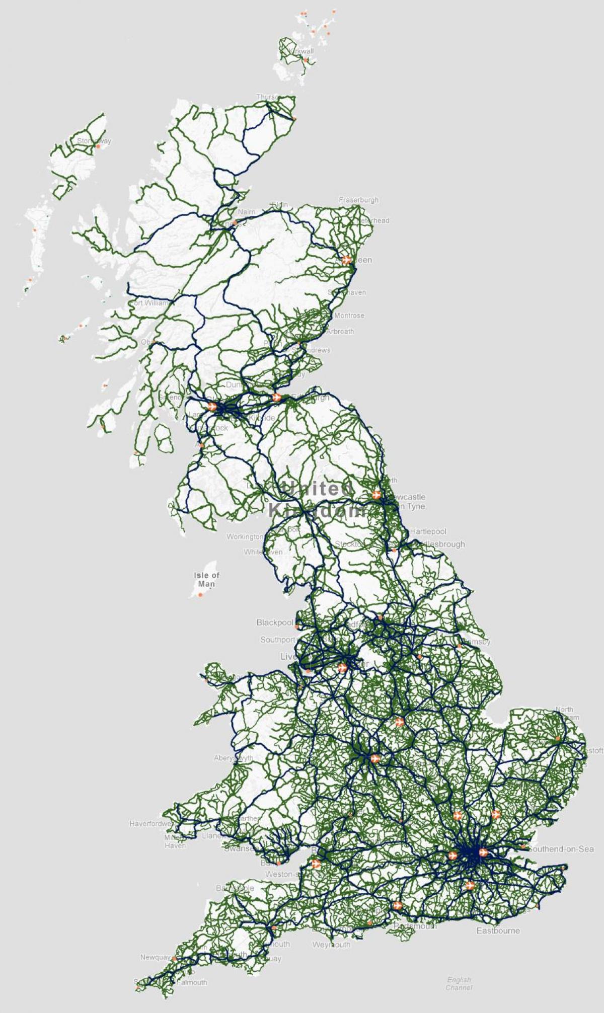 Verenigd Koninkrijk vervoer kaart