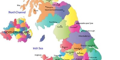 Kaart van verenigd koninkrijk tonen provincies