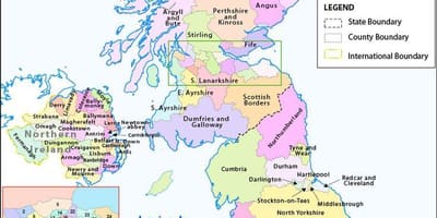Kaart van verenigd koninkrijk west kust